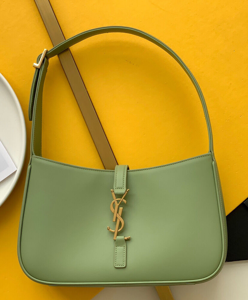 Saint Laurent Le 5 A 7 Hobo Bag In Smooth Leather Green