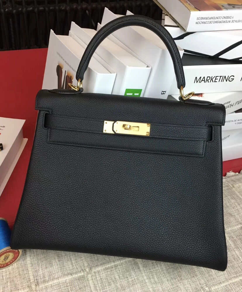 Hermes Kelly Bag 25 Togo Leather Black