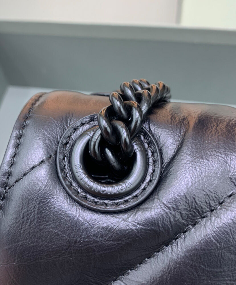 Balenciaga Crush Small Chain Bag Quilted Black