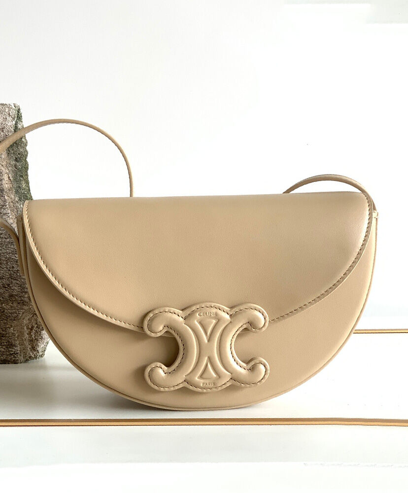 Celine Besace Cuir Triomphe In Smooth Calfskin Apricot