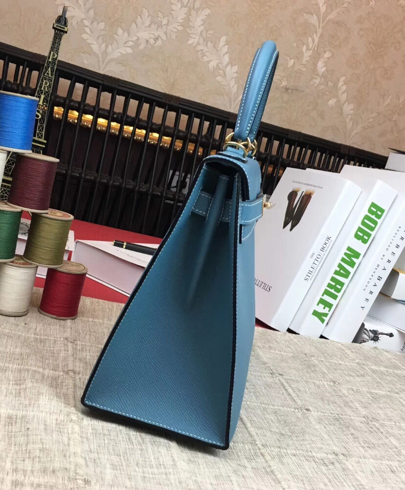 Hermes Kelly Bag 28 Epsom Leather Blue