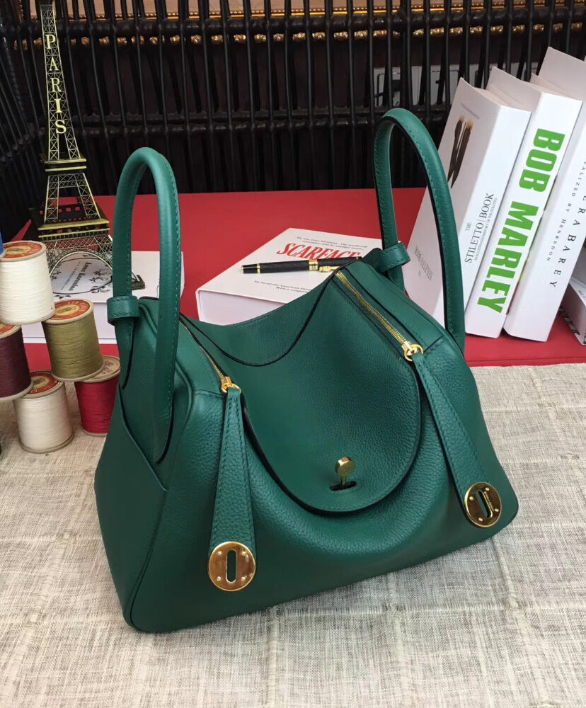 Hermes Linda Bag 30 Togo Leather Green