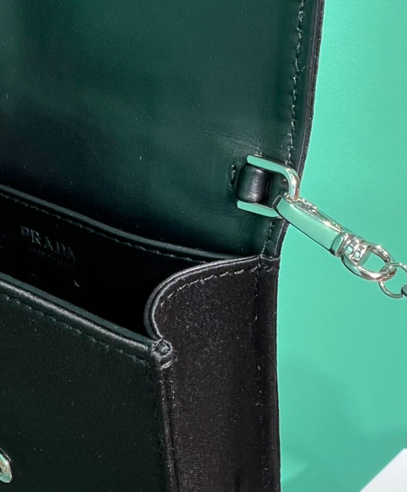 Prada Cardholder With Shoulder Strap And Crystals Black