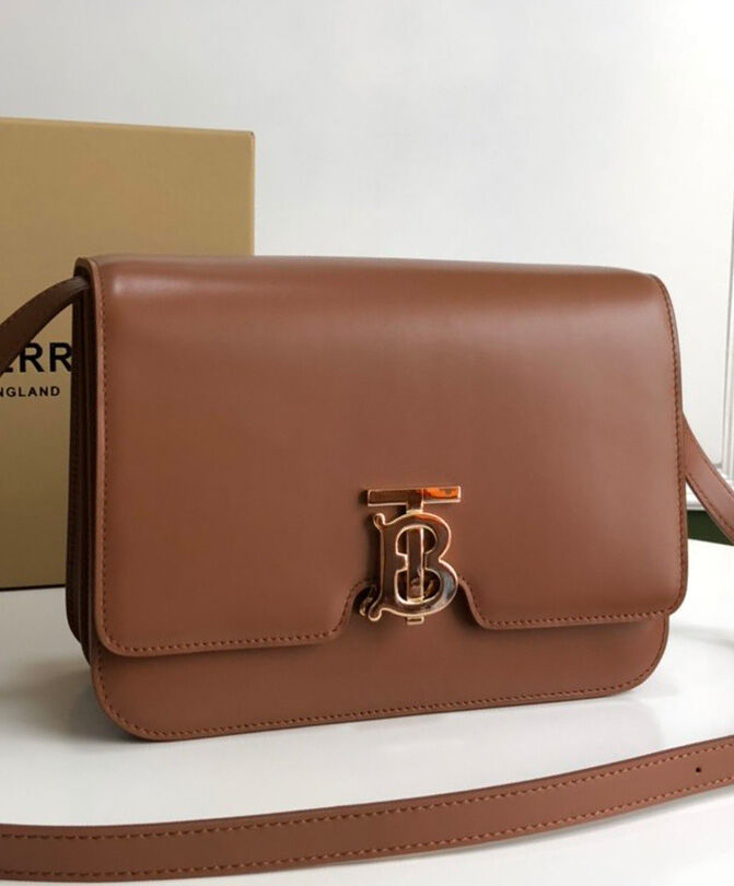 Burberry Medium Leather TB Bag Coffee