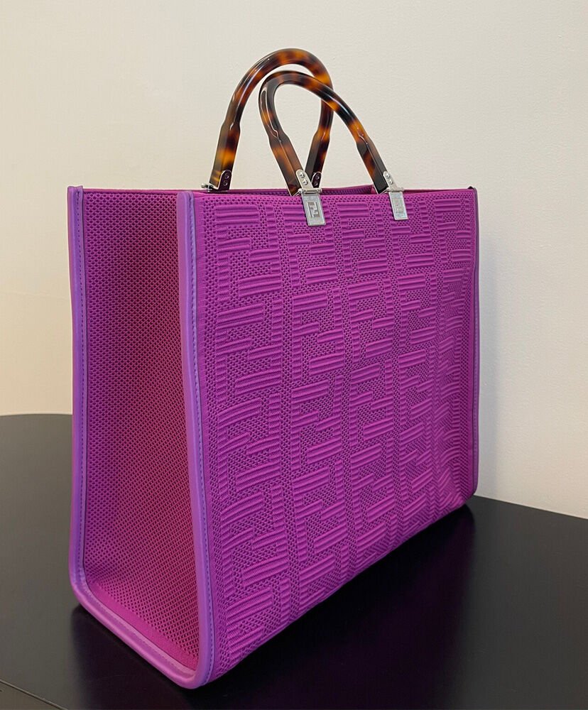 Fendi Sunshine Medium FF Fabric Shopper Peachblow