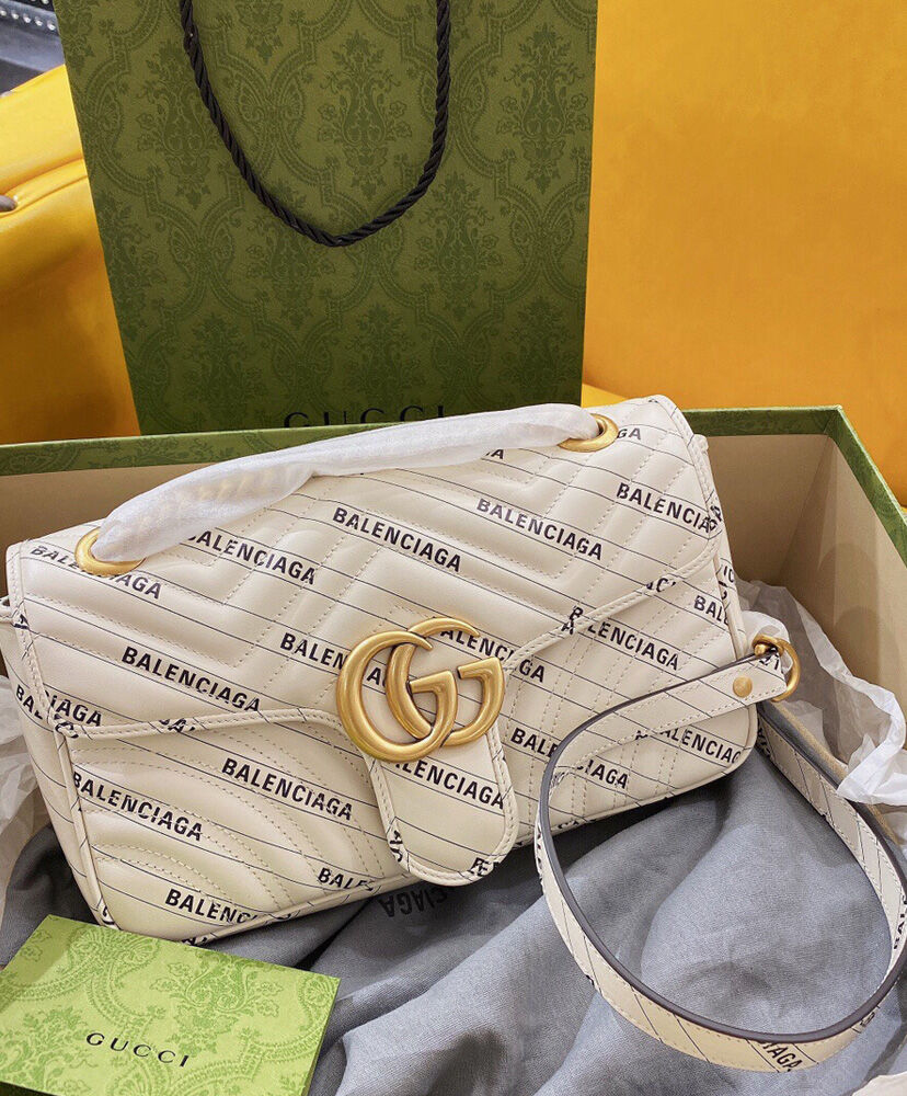 Gucci Hacker Project small GG Marmont bag 443497 Cream