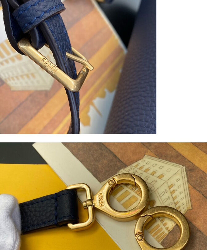 Fendi Peekaboo Iconic Essentially Leather Bag Dark Blue