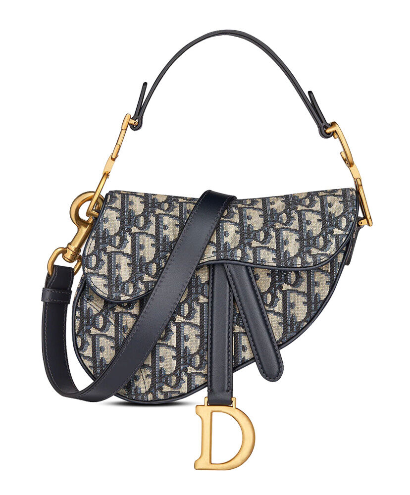 Christian Dior Mini Saddle Bag With Strap Dark Blue