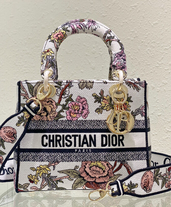 Christian Dior Medium Lady D-Lite Bag Cream