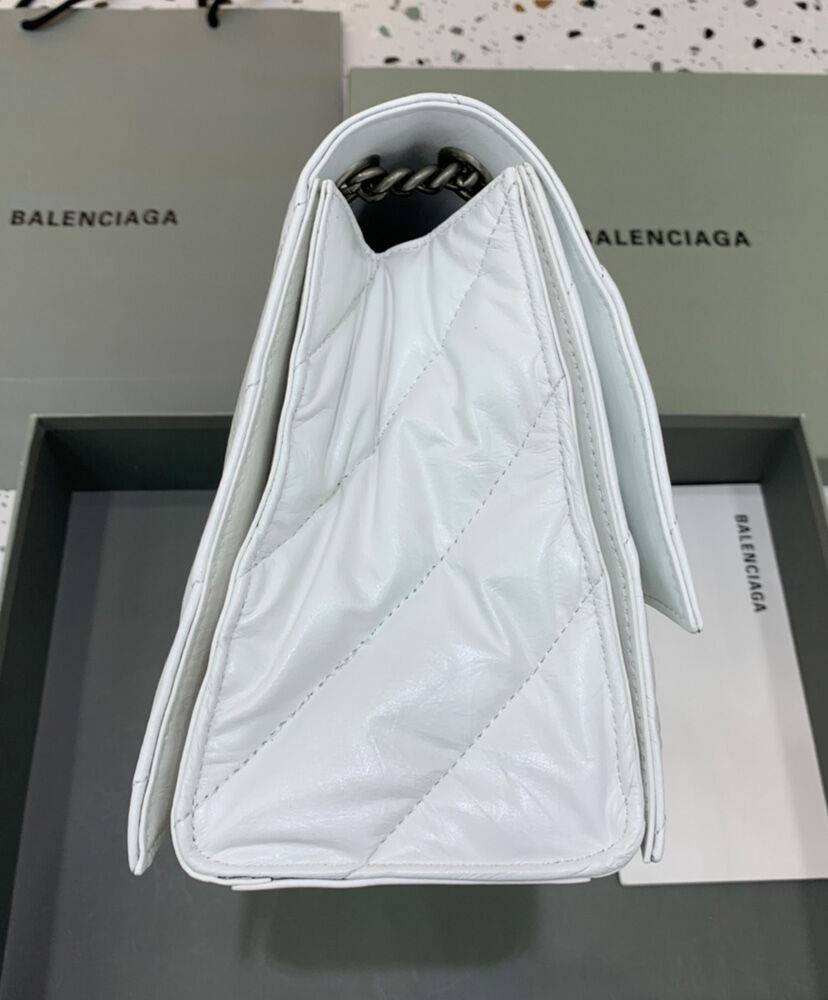 Balenciaga Crush Medium Chain Bag Quilted Cream