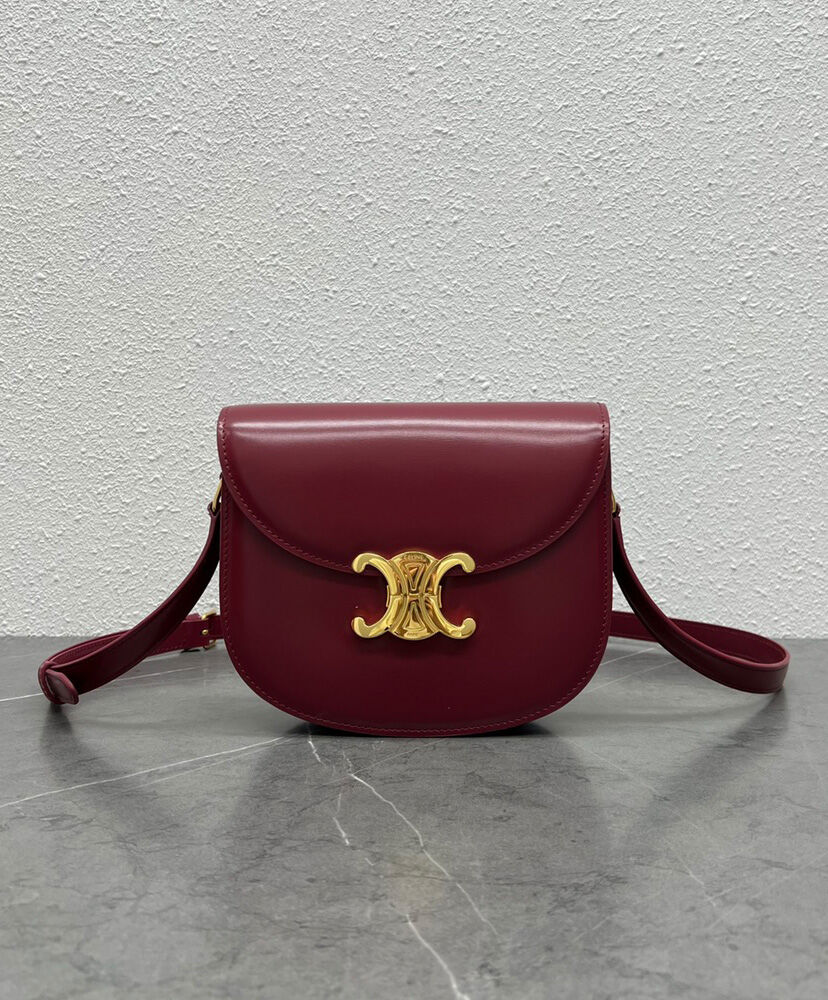 Celine Teen Besace Triomphe In Shiny Calfskin Red