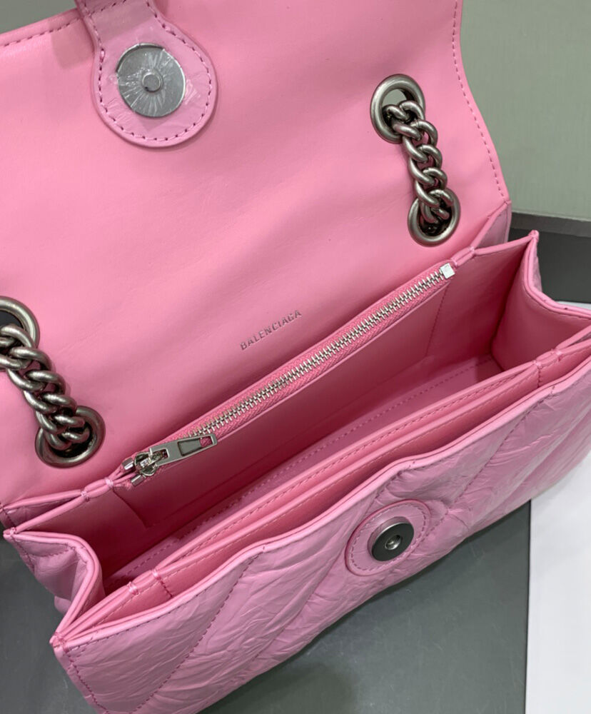 Balenciaga Crush Small Chain Bag Quilted Pink