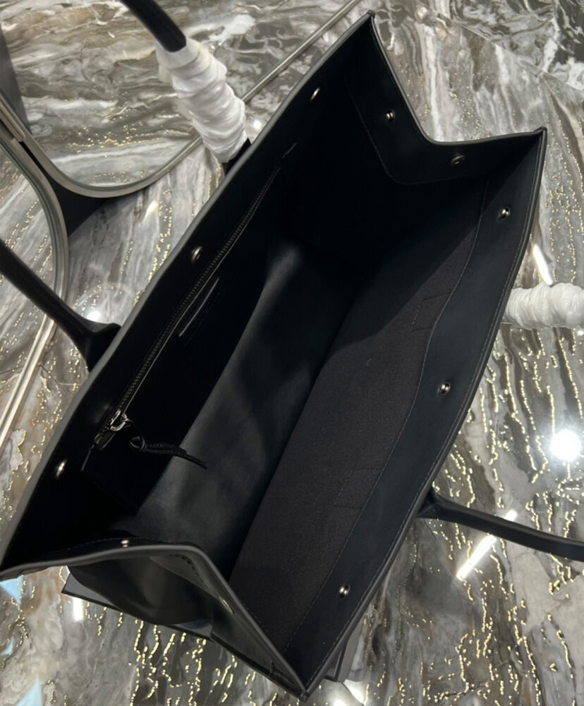 Saint Laurent Rive Gauche Small Tote Bag In Smooth Leather Black