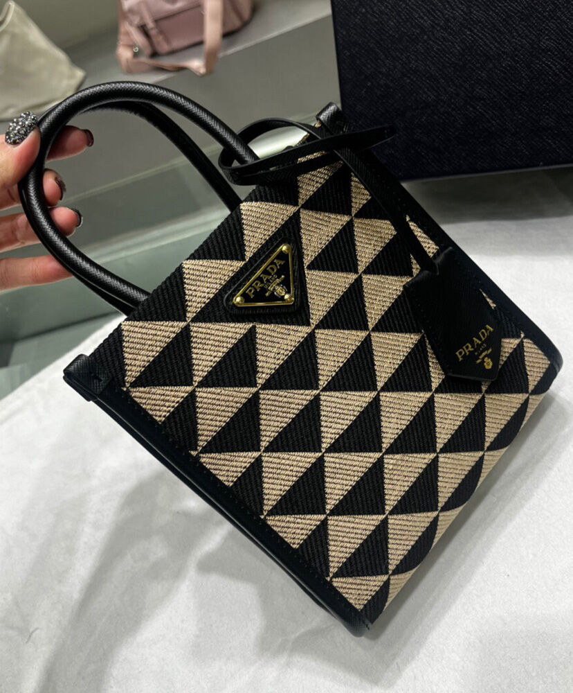 Prada Symbole Jacquard Fabric Micro Bag Black