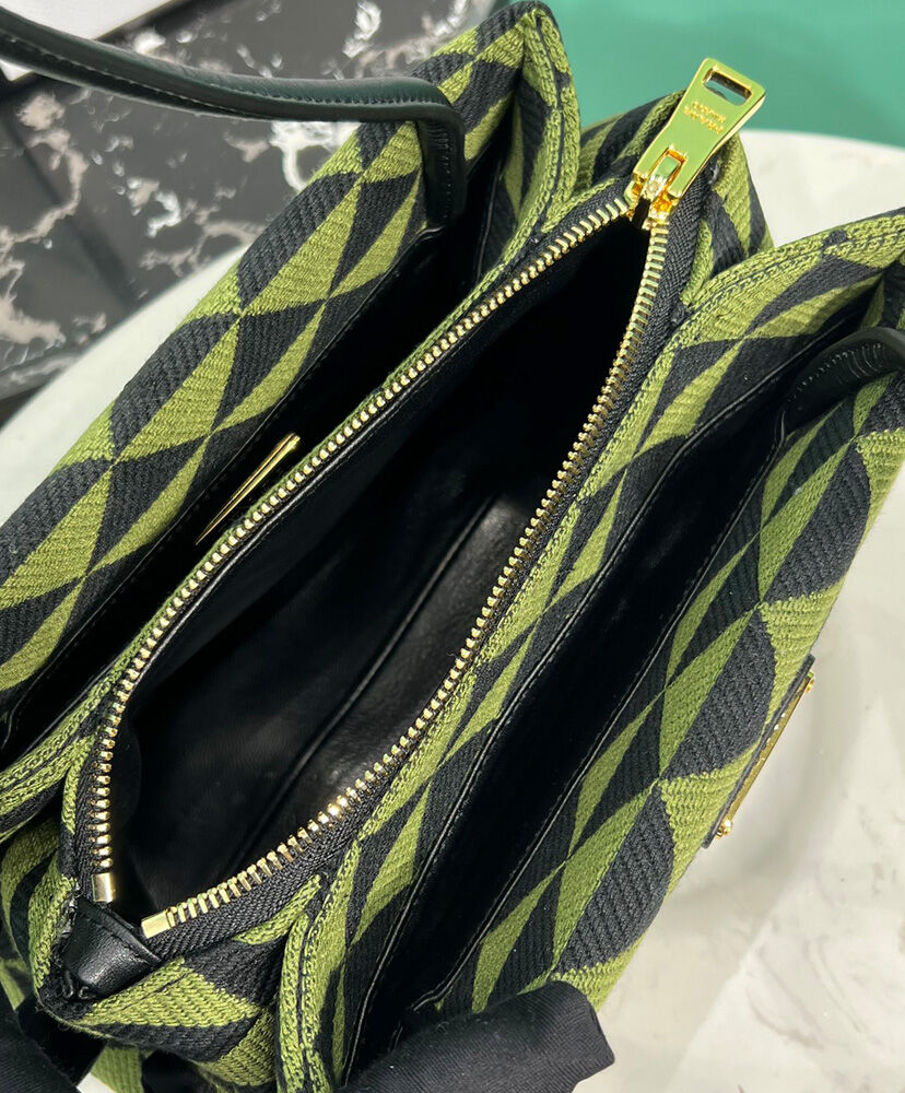 Prada Small Embroidered Fabric Prada Symbole Bag Green