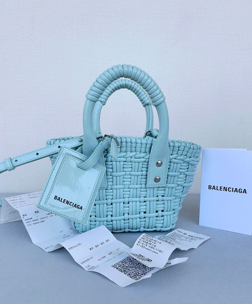 Balenciaga Bistro XXS Basket With Strap Light Blue