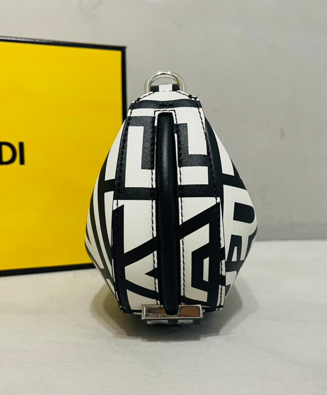 Fendi Nano Fendigraphy Two-tone leather Fendi Roma Capsule Charm 7AS089 Black