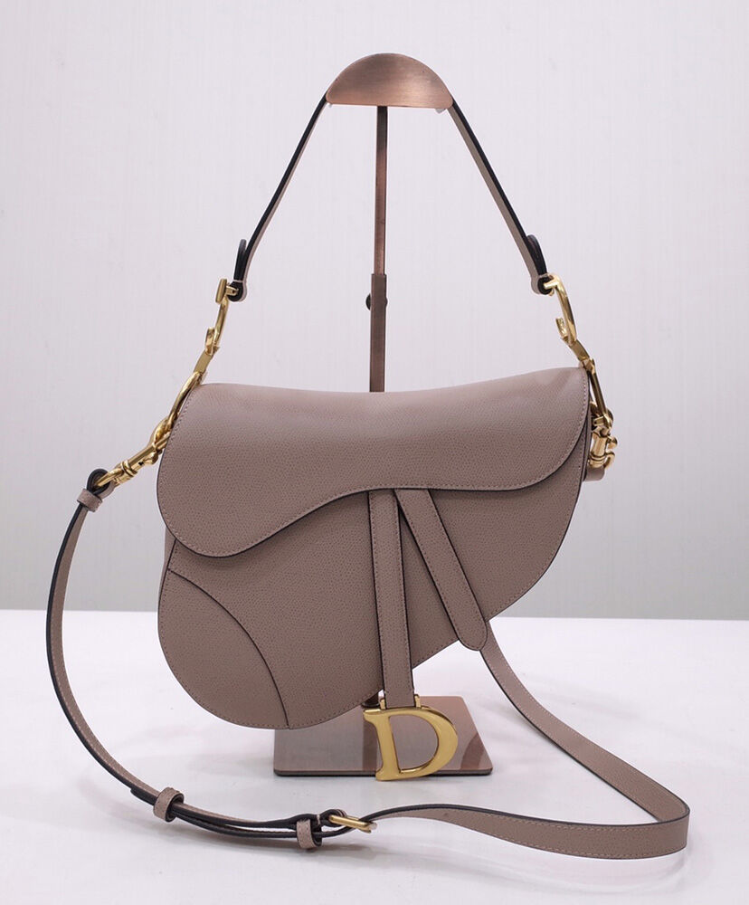 Christian Dior Saddle Bag With Strap Dark Coffee