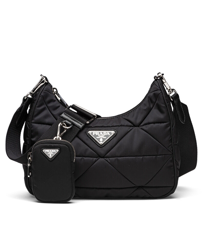 Prada Padded nylon shoulder bag 1BC151 Black