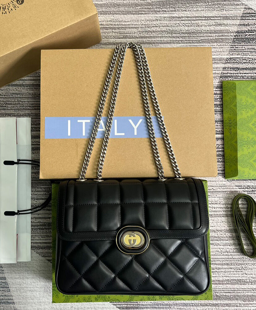 Gucci Deco Small Shoulder Bag 740834 Black