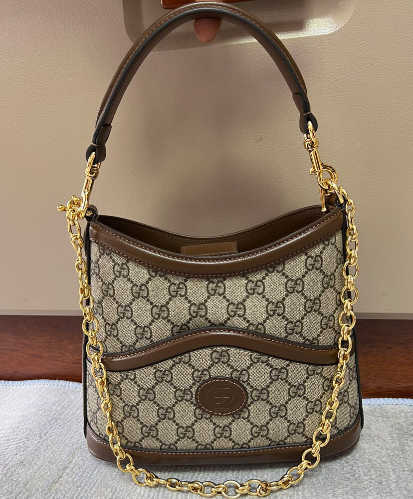 Gucci Large Shoulder Bag With Interlocking G Coffee
