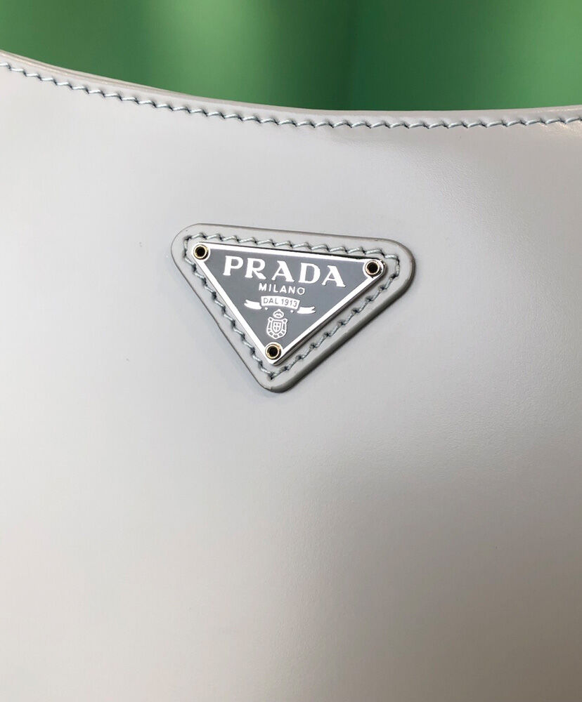Prada Cleo Brushed Leather Shoulder Bag 1BC499  White