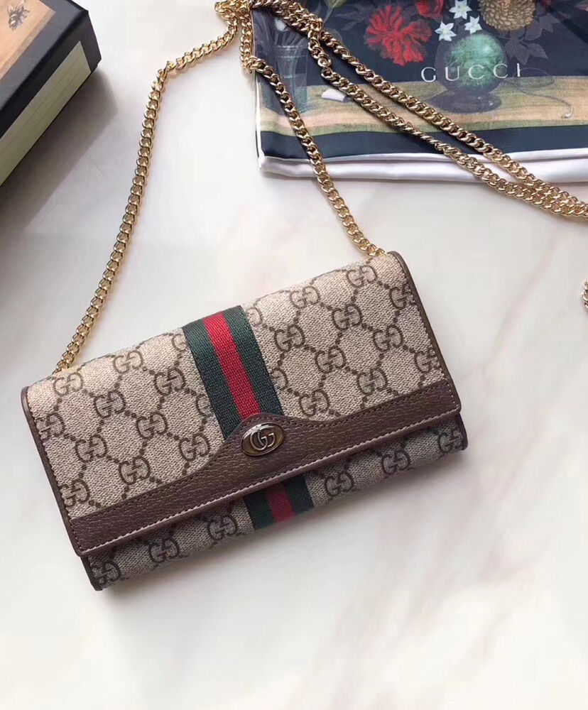 Gucci Ophidia GG chain wallet 546592 Dark Coffee