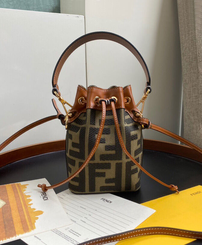 Fendi Mon Tresor Canvas Mini Bag 8BS010 Coffee