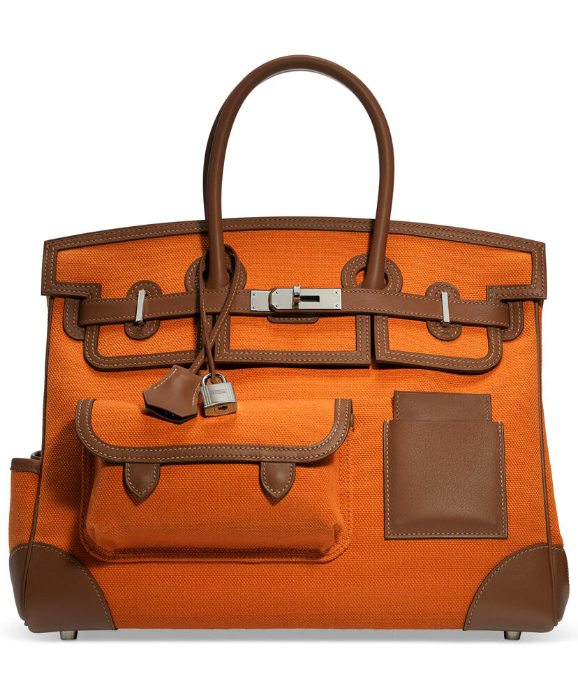 Hermes Birkin 35 Canvas   Swift Leather Cargo Orange