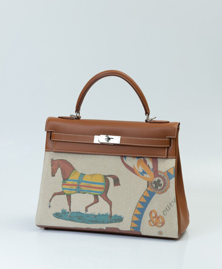 Hermes Covers and Daywear Returns Kelly 32cm of Fauve Barenia Leather Coffee