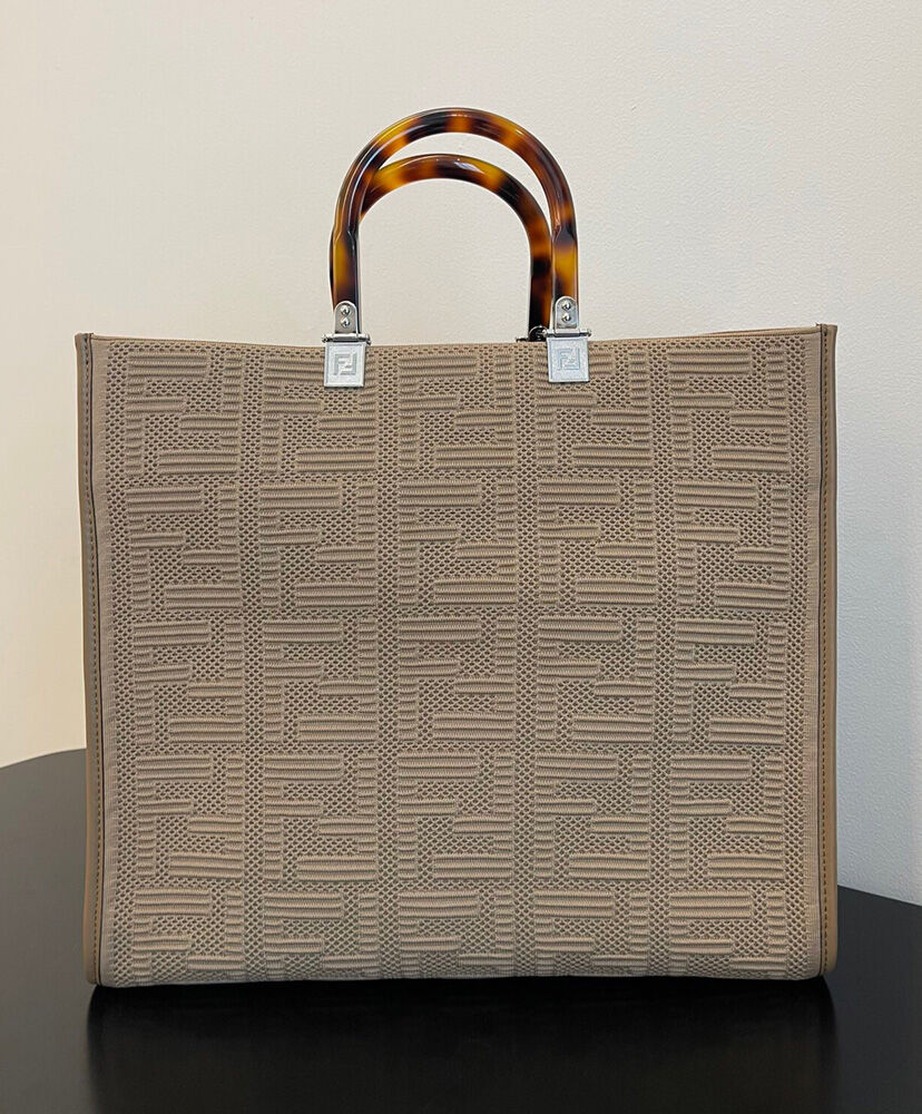 Fendi Sunshine Medium FF Fabric Shopper Gray