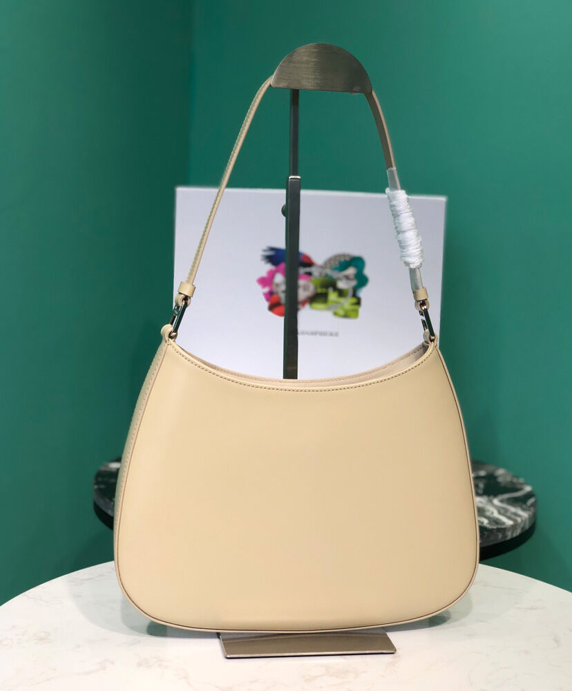 Prada Cleo Brushed Leather Shoulder Bag 1BC499 Apricot