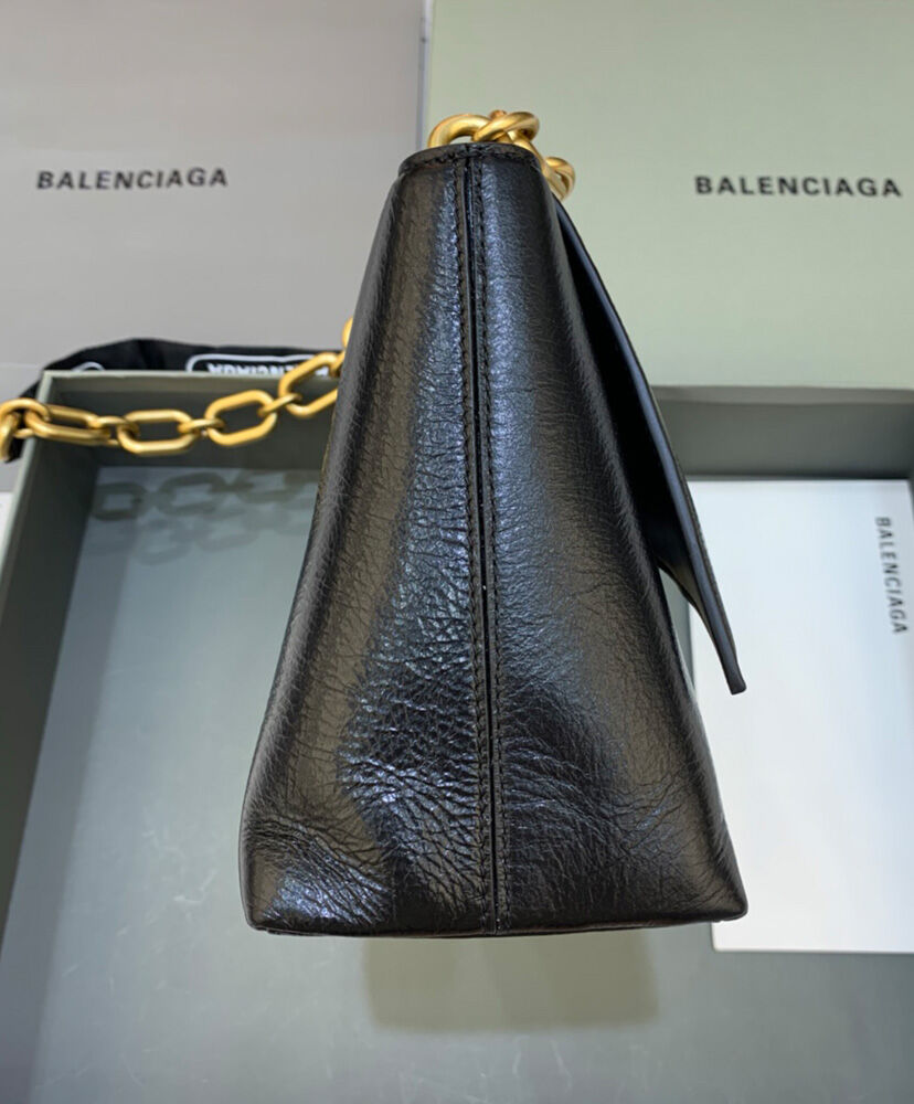 Balenciaga Downtown Small Shoulder Bag With Chain Black