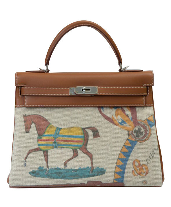 Hermes Covers and Daywear Returns Kelly 32cm of Fauve Barenia Leather Coffee