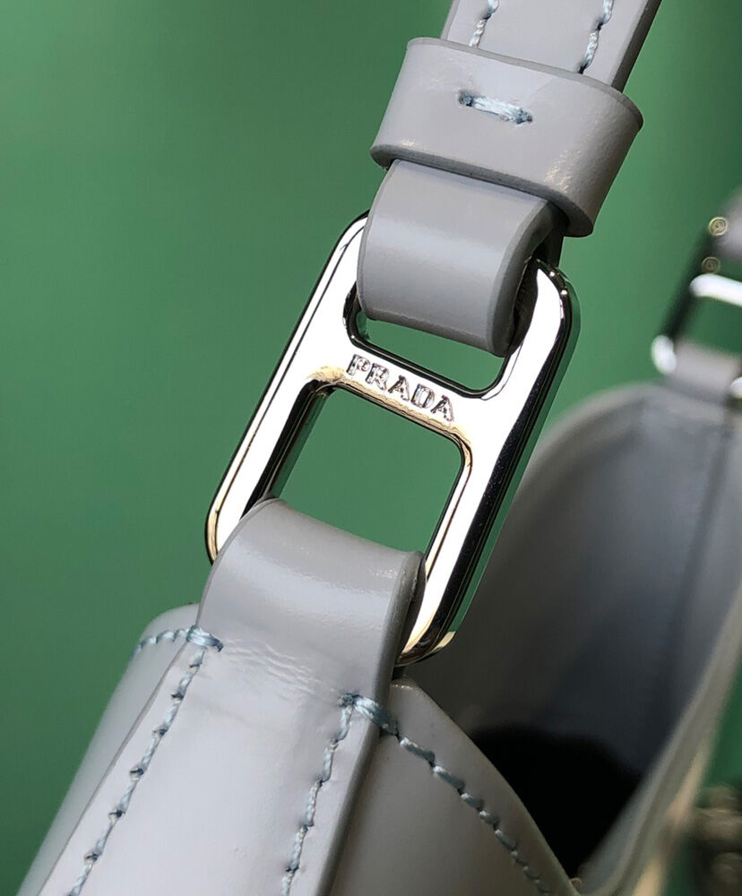 Prada Cleo Brushed Leather Shoulder Bag 1BC499  White