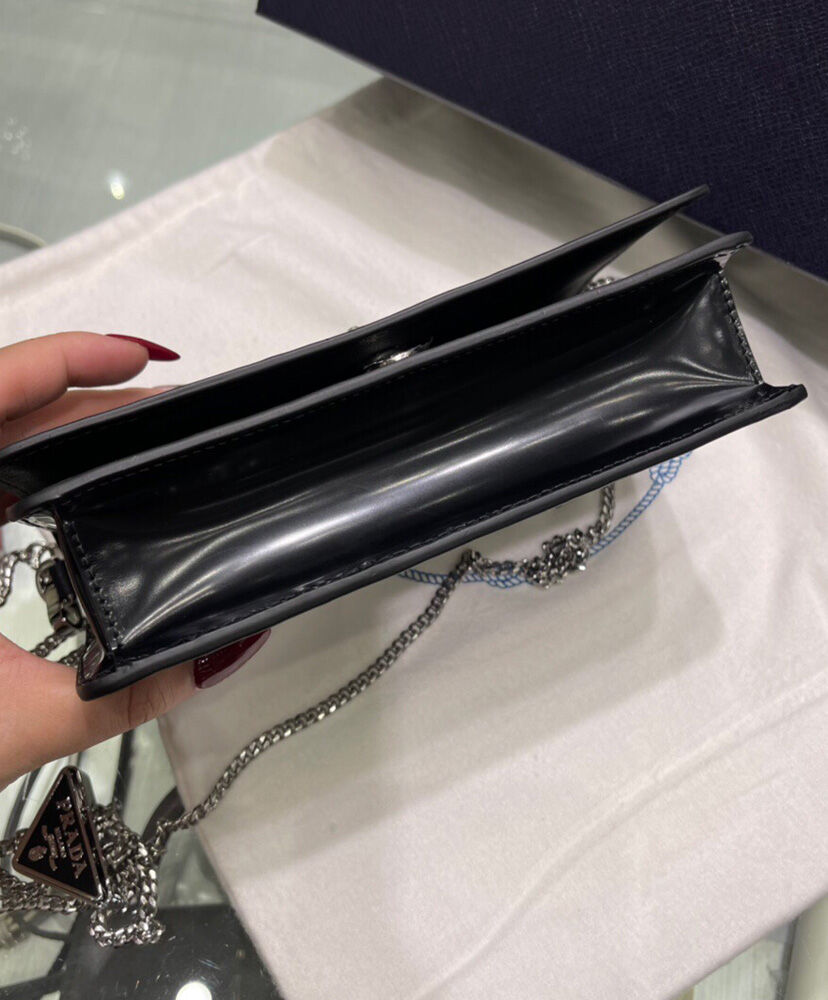 Prada Brushed Leather Shoulder Bag 1BD307 Black