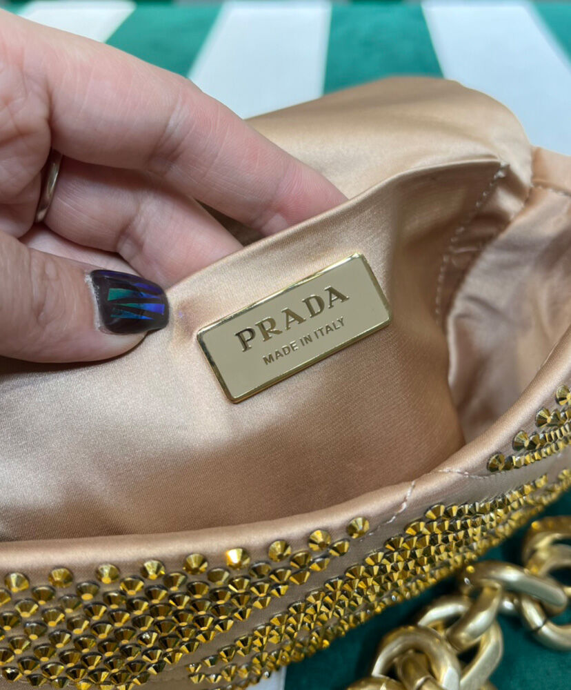 Prada Satin Mini-bag With Crystals 1BD329 Golden