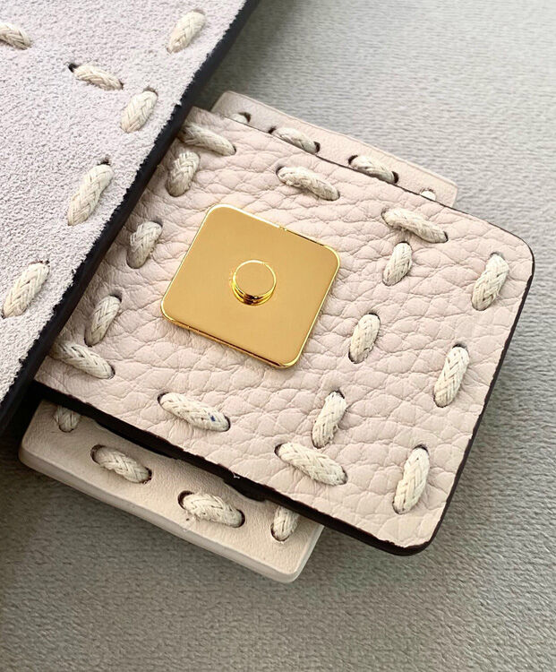 Fendi Baguette Full Grain Leather Bag 8BR600 Cream