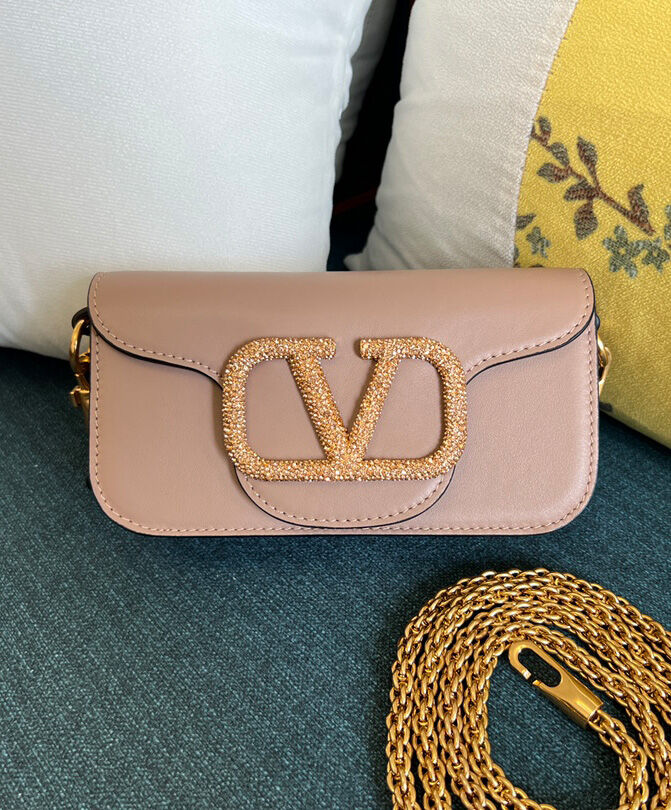 Valentino Loco Small Shoulder Bag With Jewel Logo Pink