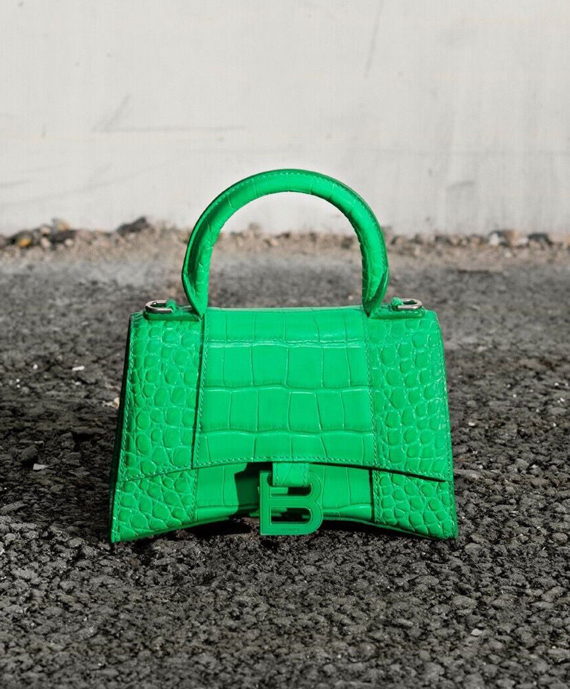 Balenciaga Hourglass XS Top Handle Handbag Green
