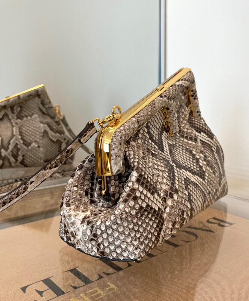 Fendi First Small Natural python Leather Bag 8BP129 Gray