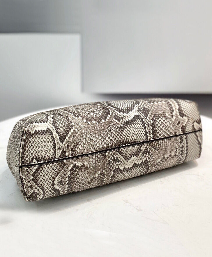 Fendi First Medium Python Leather Bag 8BP127 Gray