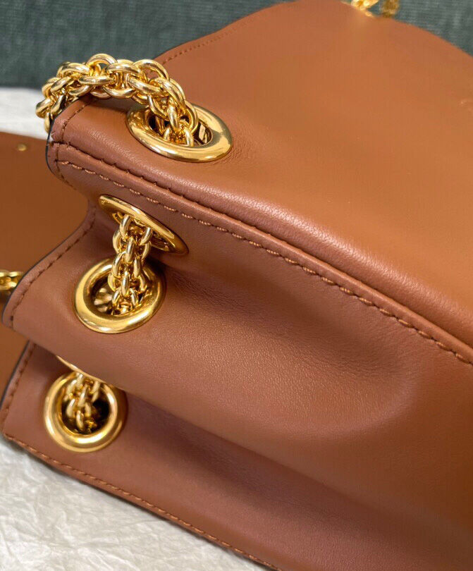 Valentino Stud Sign Nappa Shoulder Bag Coffee