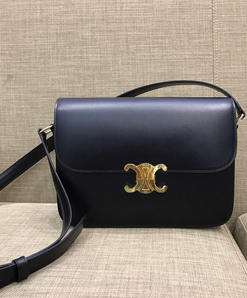 Celine Medium Triomphe Bag In Shiny Calfskin