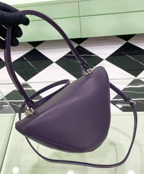 Prada Padded Nappa Leather Handbag 1BA315 Purple