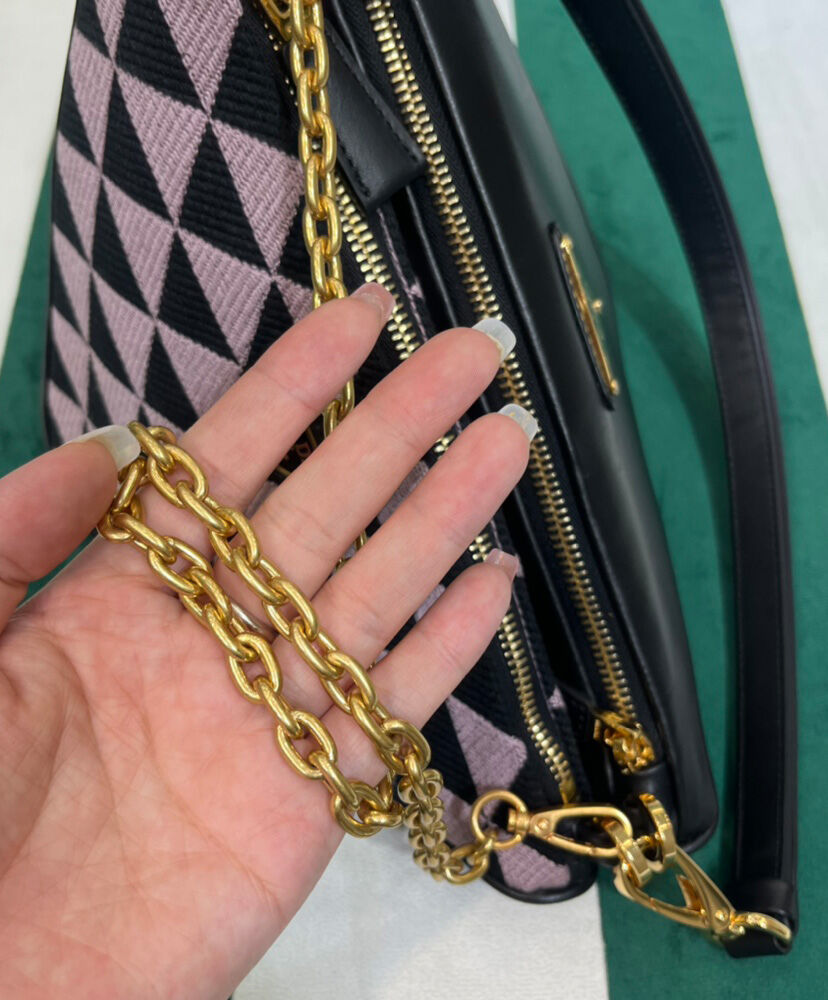 Prada Symbole Leather And Fabric Mini Bag 1BC176 Pink