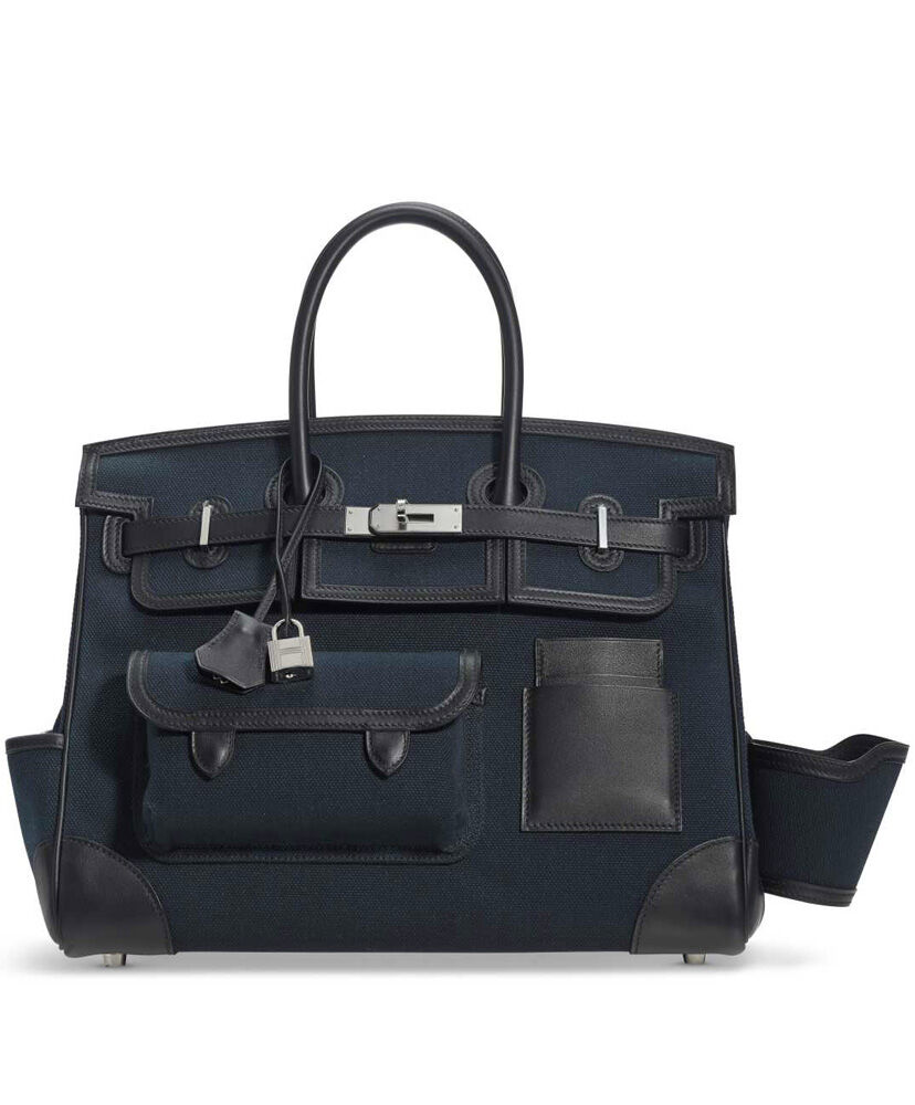 Hermes Birkin 35 Canvas   Swift Leather Cargo Dark blue