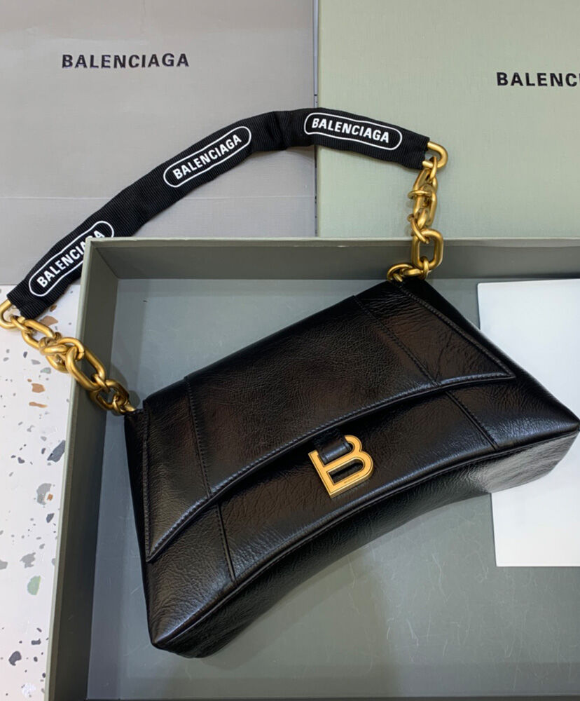 Balenciaga Downtown Small Shoulder Bag With Chain Black