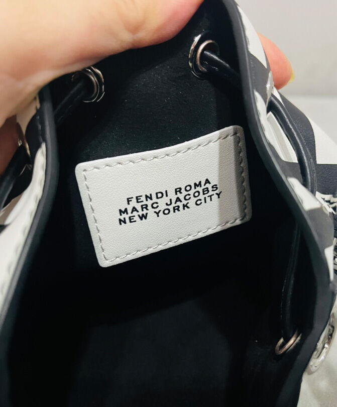 Fendi Mon Tresor Two-tone Printed Leather Fendi Roma Capsule Mini-bag 8BS010 Black
