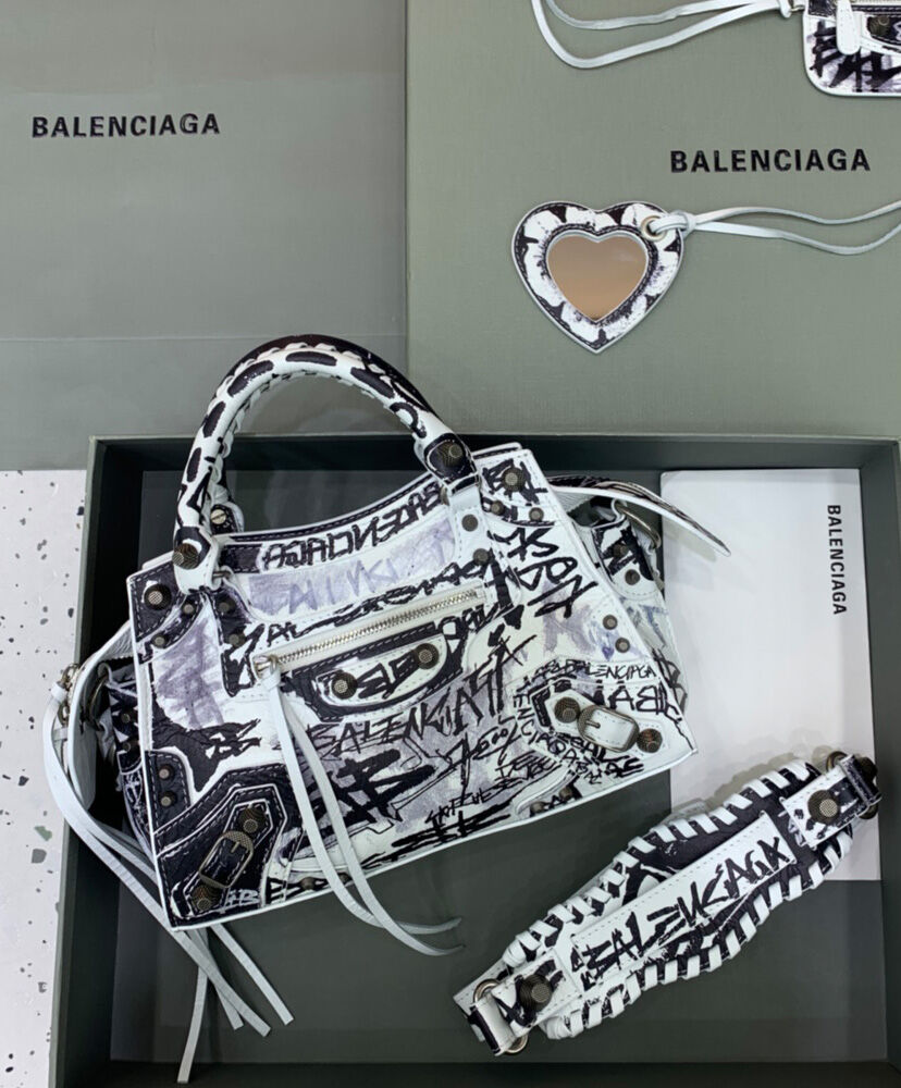 Balenciaga Neo Cagole XS Handbag Graffiti White